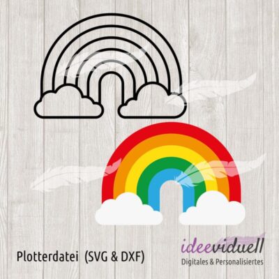 ideeviduell Regenbogen Wolken Plotterdatei