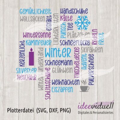 ideeviduell Plotterdatei Wortwolke Winter